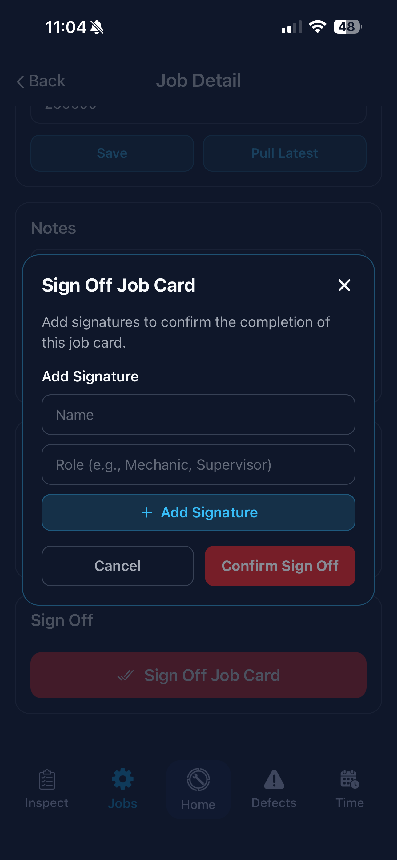 Digital Job Cards screenshot